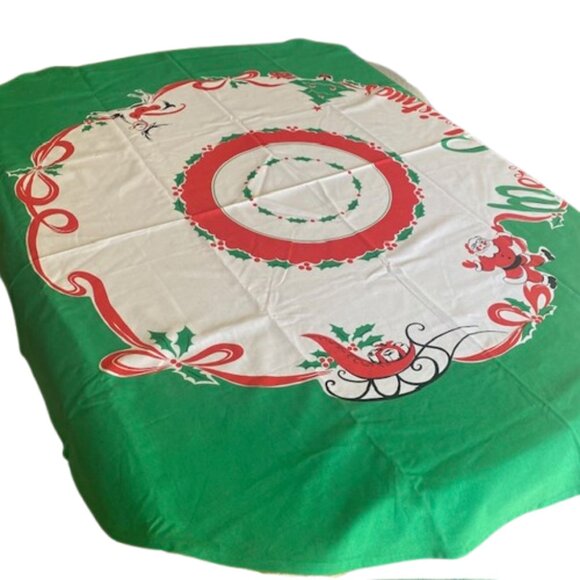 Moda Home Christmas Tablecloth Vintage Inspired 60" Round - Picture 2 of 5